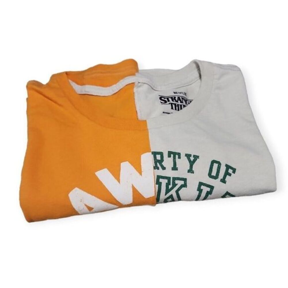 Stranger Things Hawkins Tigers T-Shirt Mens Split Panel Graphic Yellow White XL - Picture 4 of 9